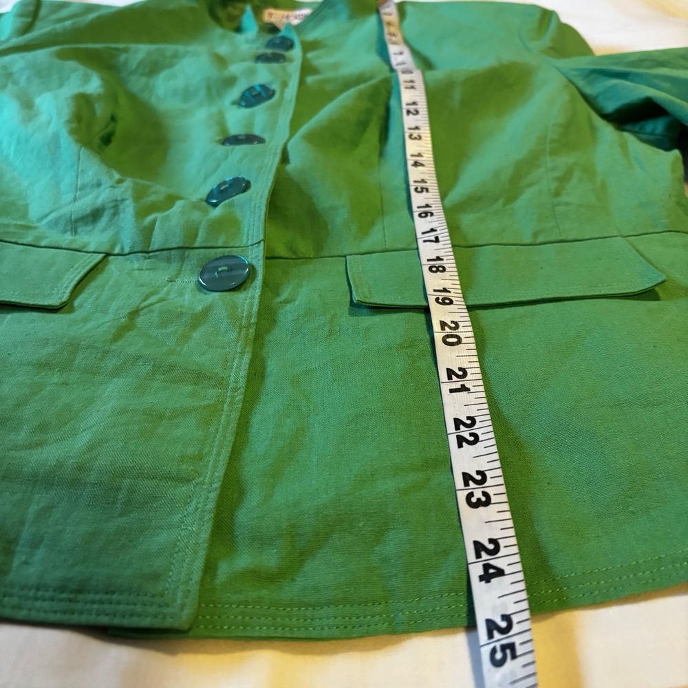 JG HOOK Sz 16W Green Button Front Linen blend Lined Jacket - Picture 7 of 8